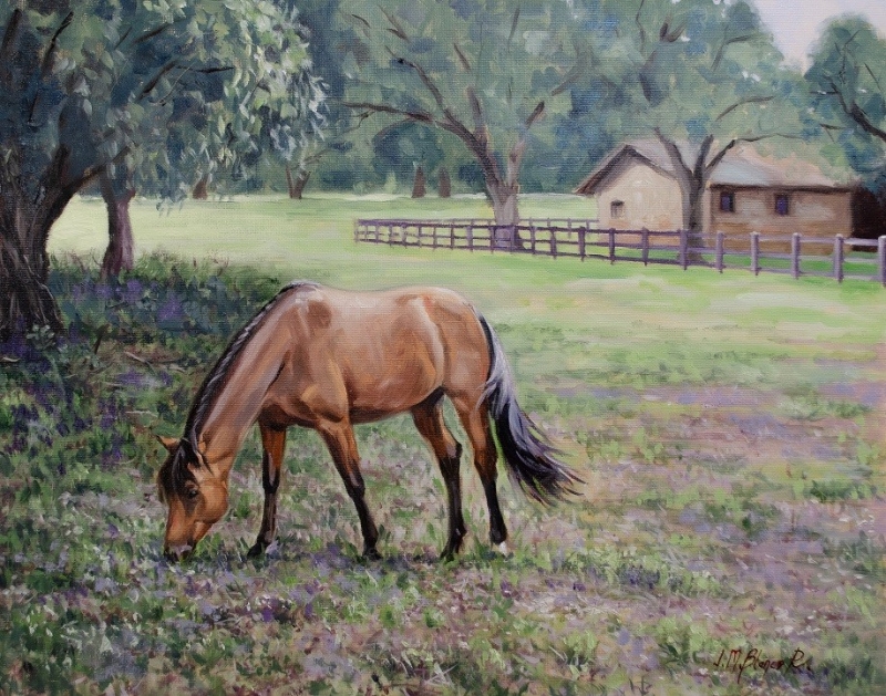 Horse Grassing at Lakeline, Austin by artist Jose Blanco